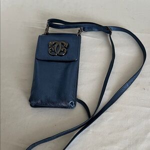 Sharif Legacy pearlized leather crossbody  wallet bag in blue
